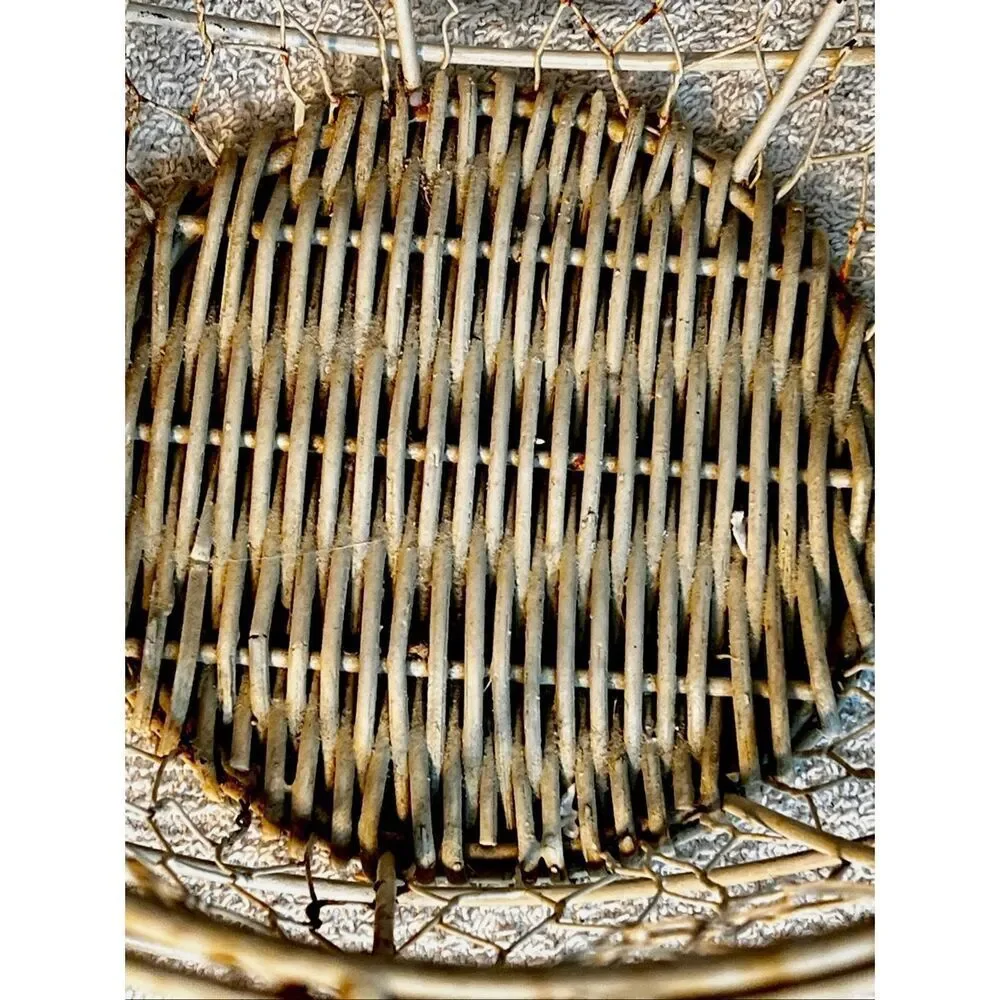 Vintage Wire & Wicker Basket with Handles Egg Basket Cottagecore Grannycore
